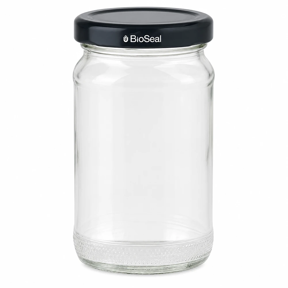 UNiTWIST Runda110 bocal avec couvercle noir TO48 BioSeal - bocal à provisions vide en verre