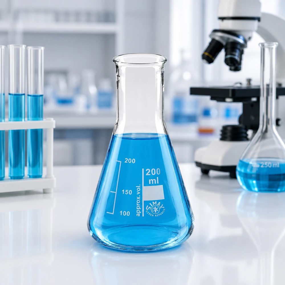 Erlenmeyer 200ml col étroit, verre borosilicate