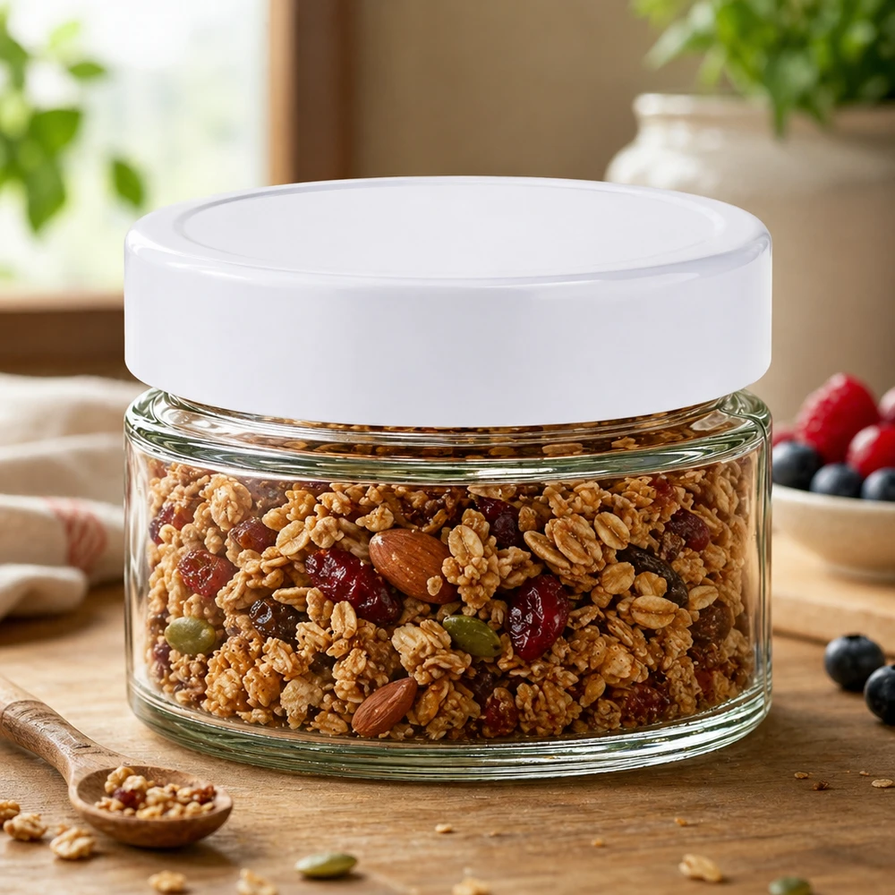 Bocal rond de 130ml UNiTWIST avec couvercle BasicSeal rempli de Müsli-Mix - Noix Conservation des fruits secs
