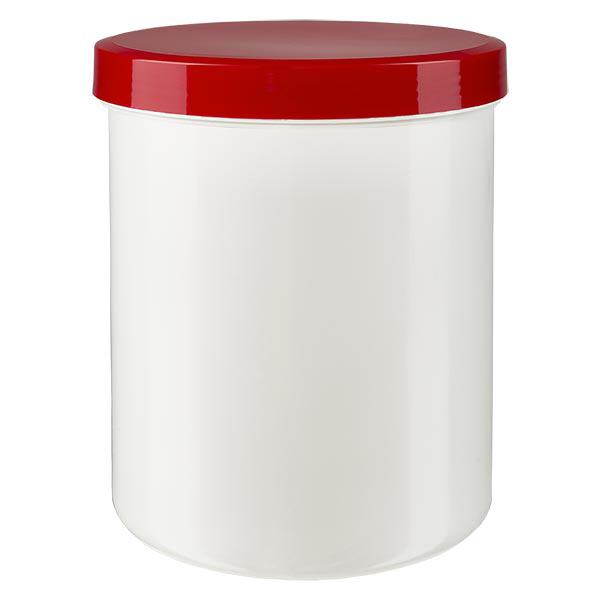 Pot à onguent blanc 1000 g avec couvercle rouge (PP) Pot à onguent blanc 1000 g avec couvercle rouge (PP)