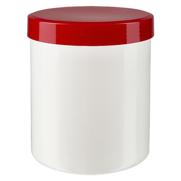Pot à onguent blanc 100 g avec couvercle rouge (PP) Pot à onguent blanc 100 g avec couvercle rouge (PP)