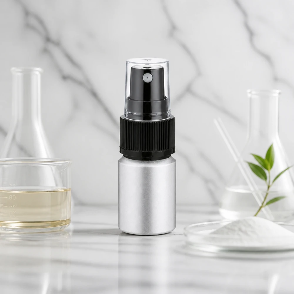 Elégant vaporisateur argenté de 10ml en aluminium décapé pour un usage quotidien