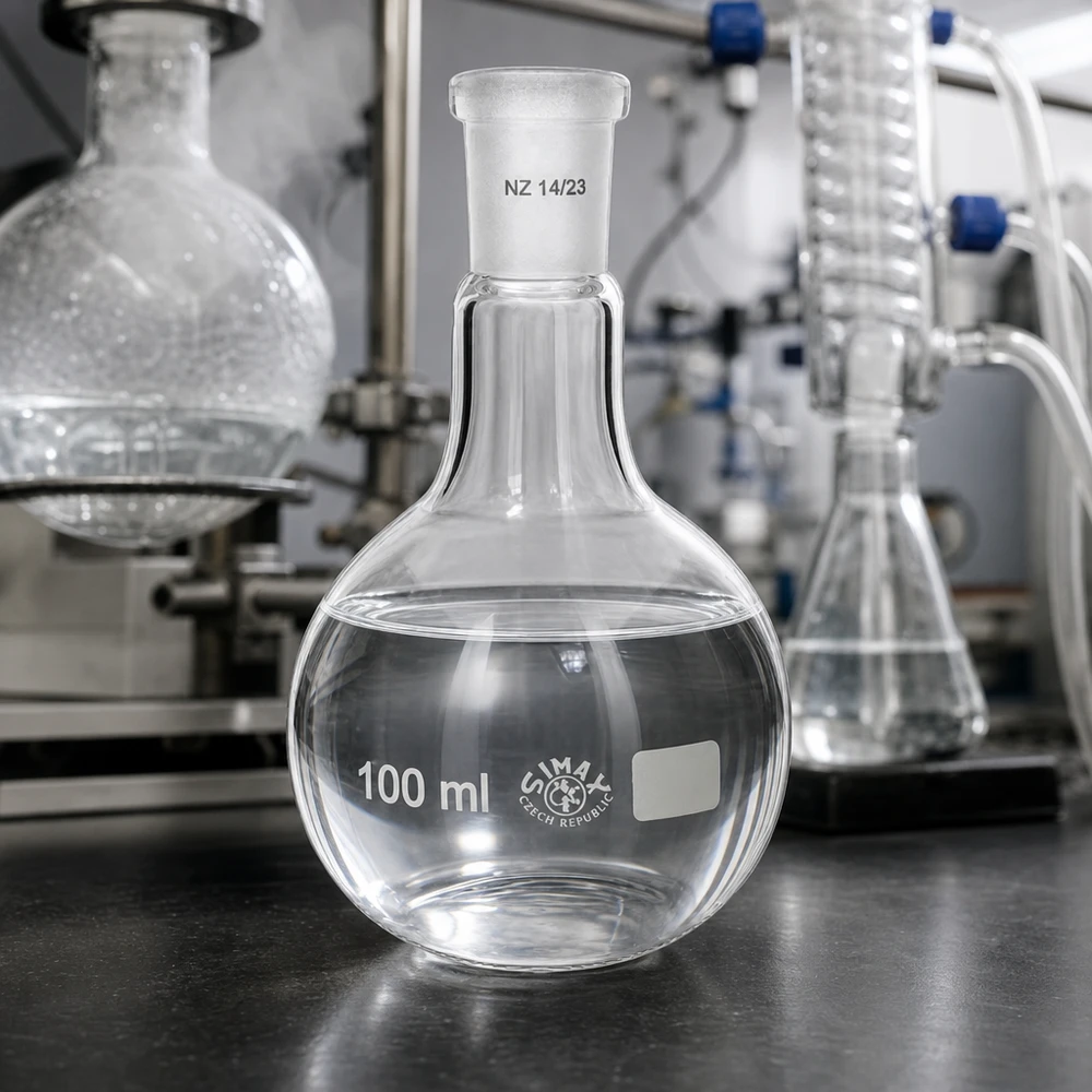 Ballon rond 100ml résistant au vide avec rodage en verre poli pour la distillation et l'extraction