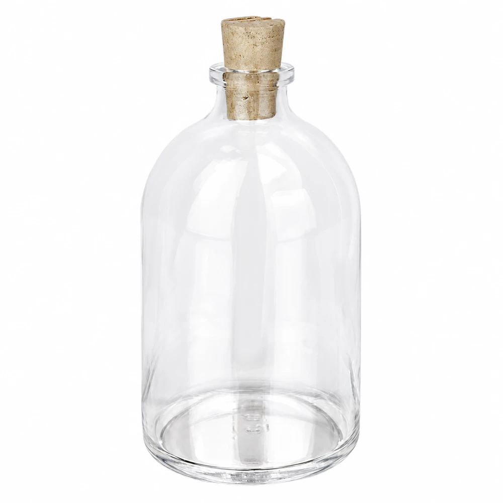 Glasflasche 100ml Klarglas mit Naturkorken 11/14mm bauchige Form mit schmalem Hals
