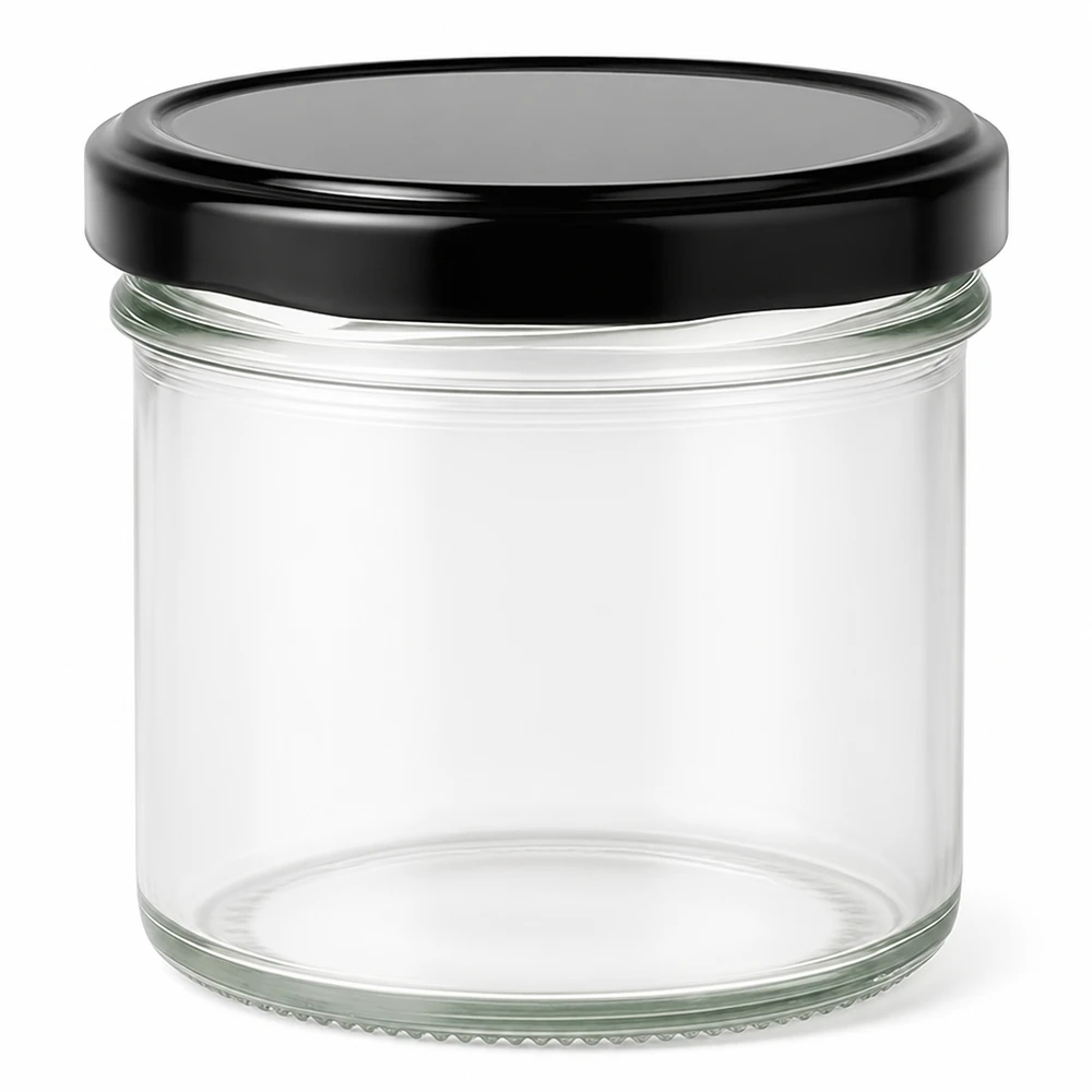 Pot de 125ml avec couvercle BasicSeal noir vide transparent Pot de confiture