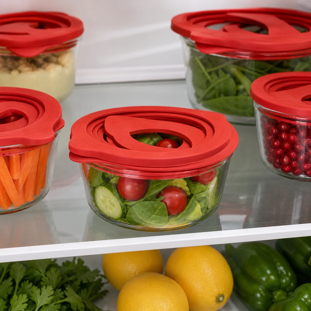 Bague d'étanchéité en caoutchouc naturel RR80 Einkochring RR80 Naturgummi rot für Vorratsgläser im Kühlschrank mit frischem Salat Gemüse praktische Aufbewahrung