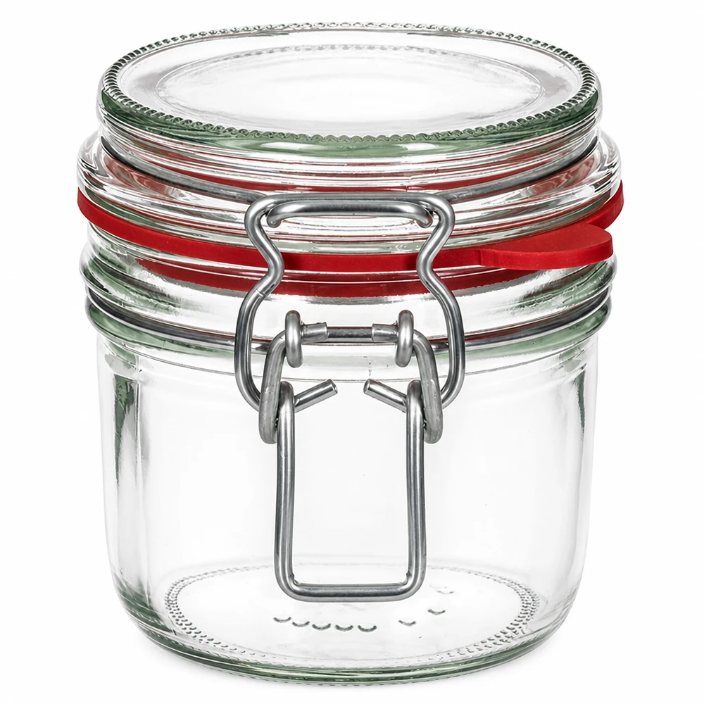 Bocal de conservation de 255 ml, type G, avec bouchon à clip UN.. 255ml Vorratsglas mit Bügelverschluss und roter Dichtung - praktisches Einmachglas für Küche und Vorratshaltung
