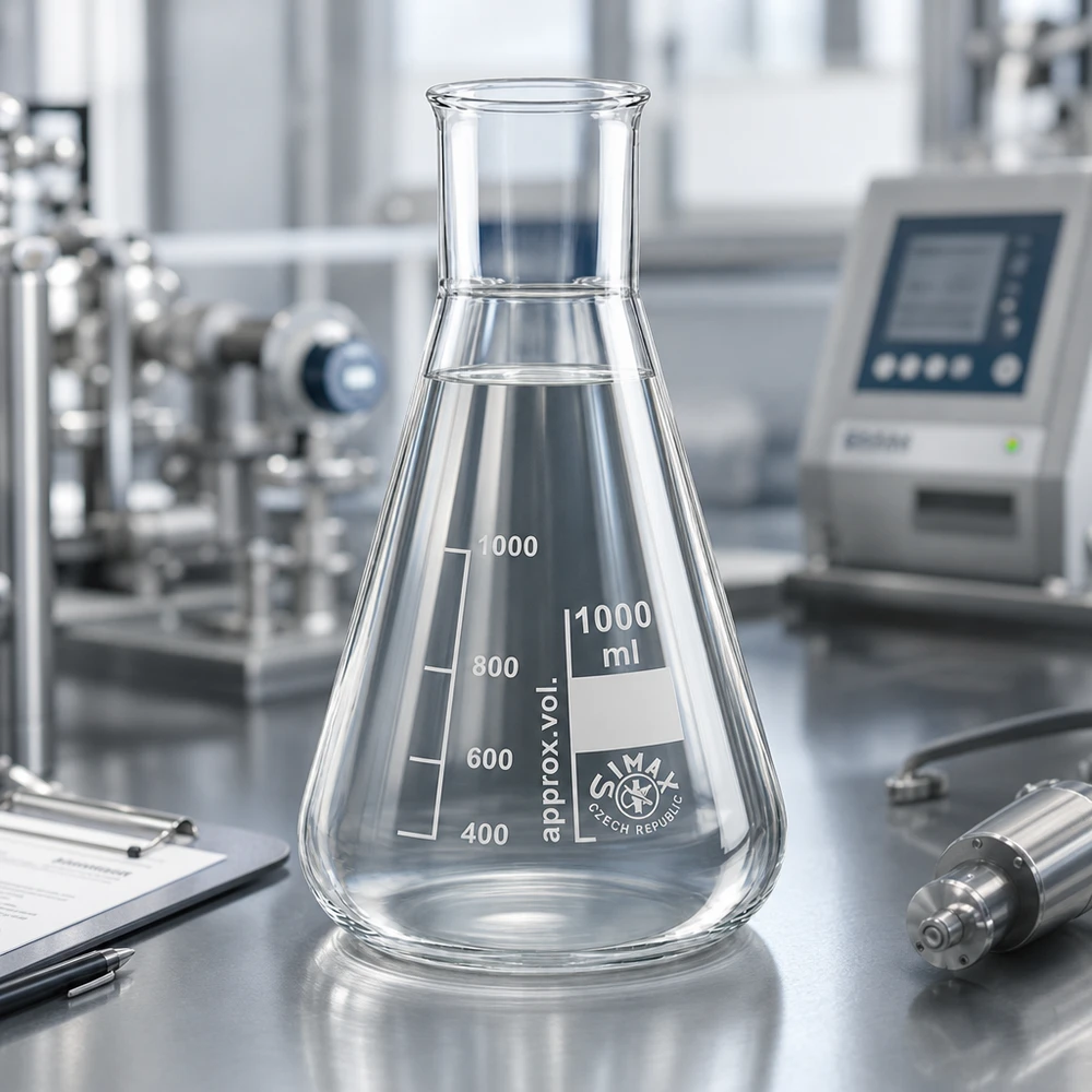 Erlenmeyer 1000ml col large, verre borosilicate Erlenmeyer 1000ml col large, verre borosilicate