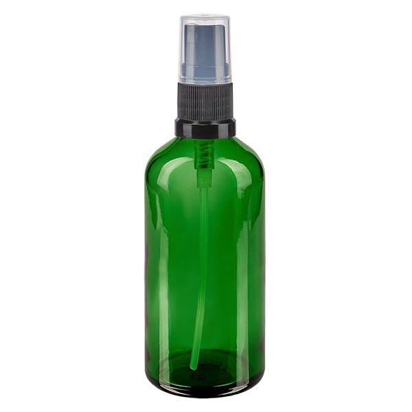 Flacon à pharmacie vert 100ml embout vaporisateur noir Flacon à pharmacie vert 100ml embout vaporisateur noir