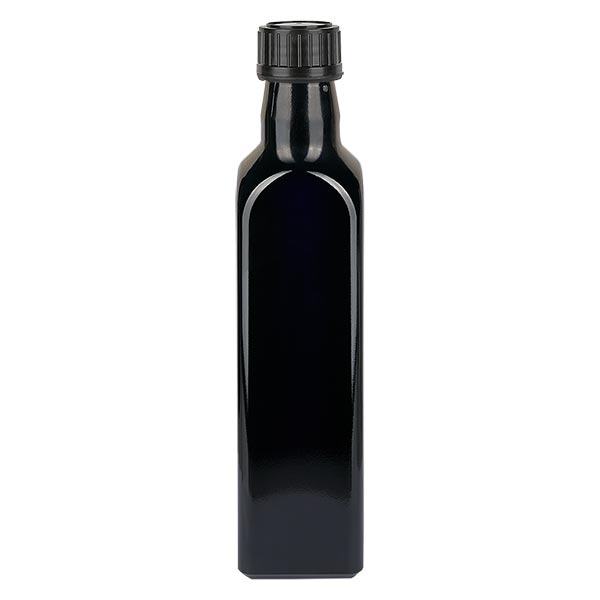 Bouteille d'huile rectangulaire en verre violet 250 ml, UNI 31,5x24 Bouteille d'huile rectangulaire en verre violet 250 ml, UNI 31,5x24