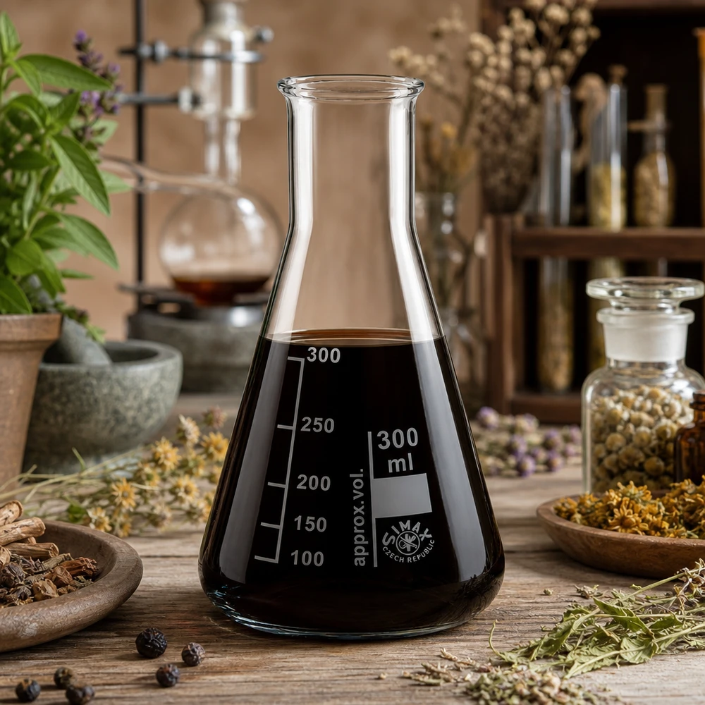 Erlenmeyer 300ml col étroit, verre borosilicate Erlenmeyer 300ml col étroit, verre borosilicate
