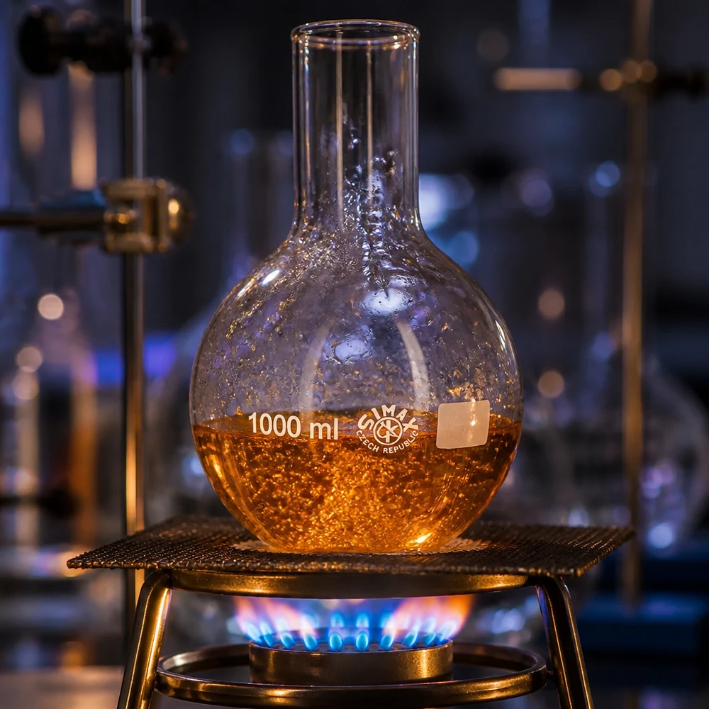 Ballon à pied de chimie 1000ml à col large en verre résistant à la température pour la synthèse et l'analyse