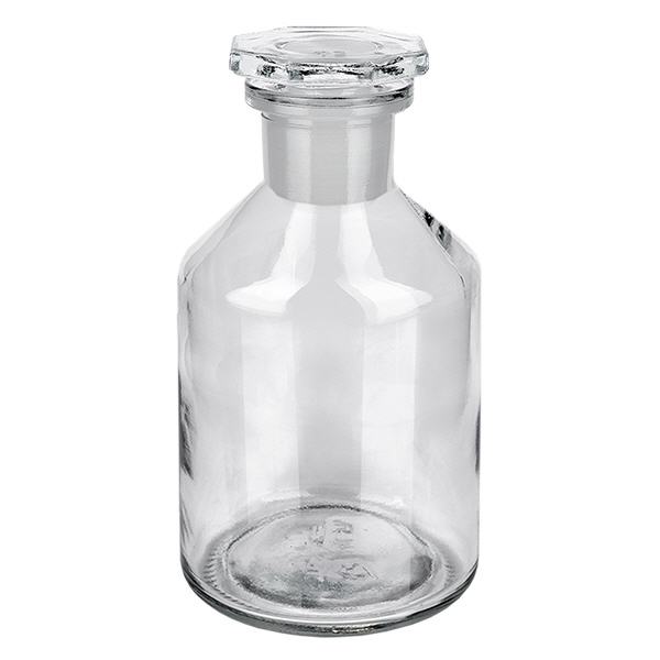 Flacon à col étroit et conique 50 ml en verre clair + bouchon de verre Flacon à col droit de 50 ml en verre transparent avec bouchon en verre, destiné aux applications de laboratoire