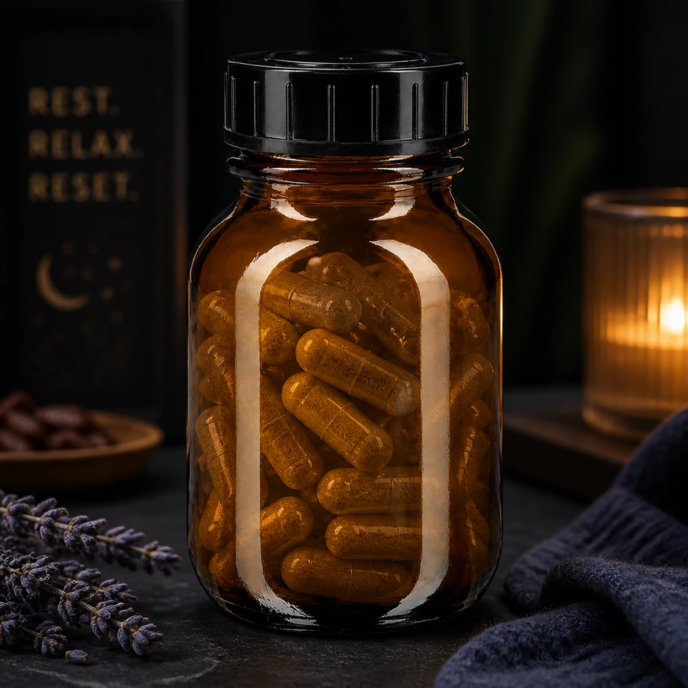 Flacon à large ouverture de 50 ml en verre brun protégé de la lumière avec bouchon à vis de sécurité pour les enfants