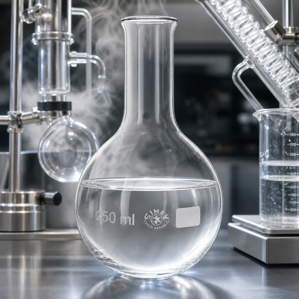 Ballon à fond plat 250ml en borosilicate à col étroit avec bord arrondi Fiole de précision 250ml en verre transparent avec marquage du volume pour les mesures