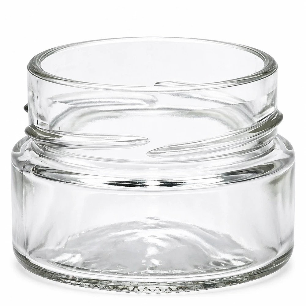 UNiTWIST Runda80 Verre rond 80ml TO58deep transparent verre à vis vide sans couvercle sur fond blanc