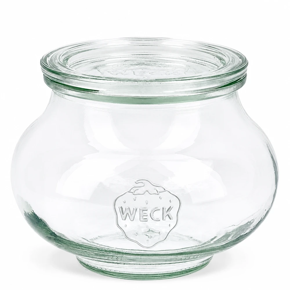 WECK Bocal à bijoux 560ml avec couvercle en verre RR80 Bocal à conserves transparent rond