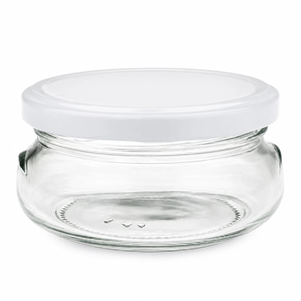 120ml Verre terrine avec couvercle BasicSeal blanc UNiTWIST Pot à terrine de 120 ml avec couvercle blanc BasicSeal pour la mise en conserve et la conservation des aliments