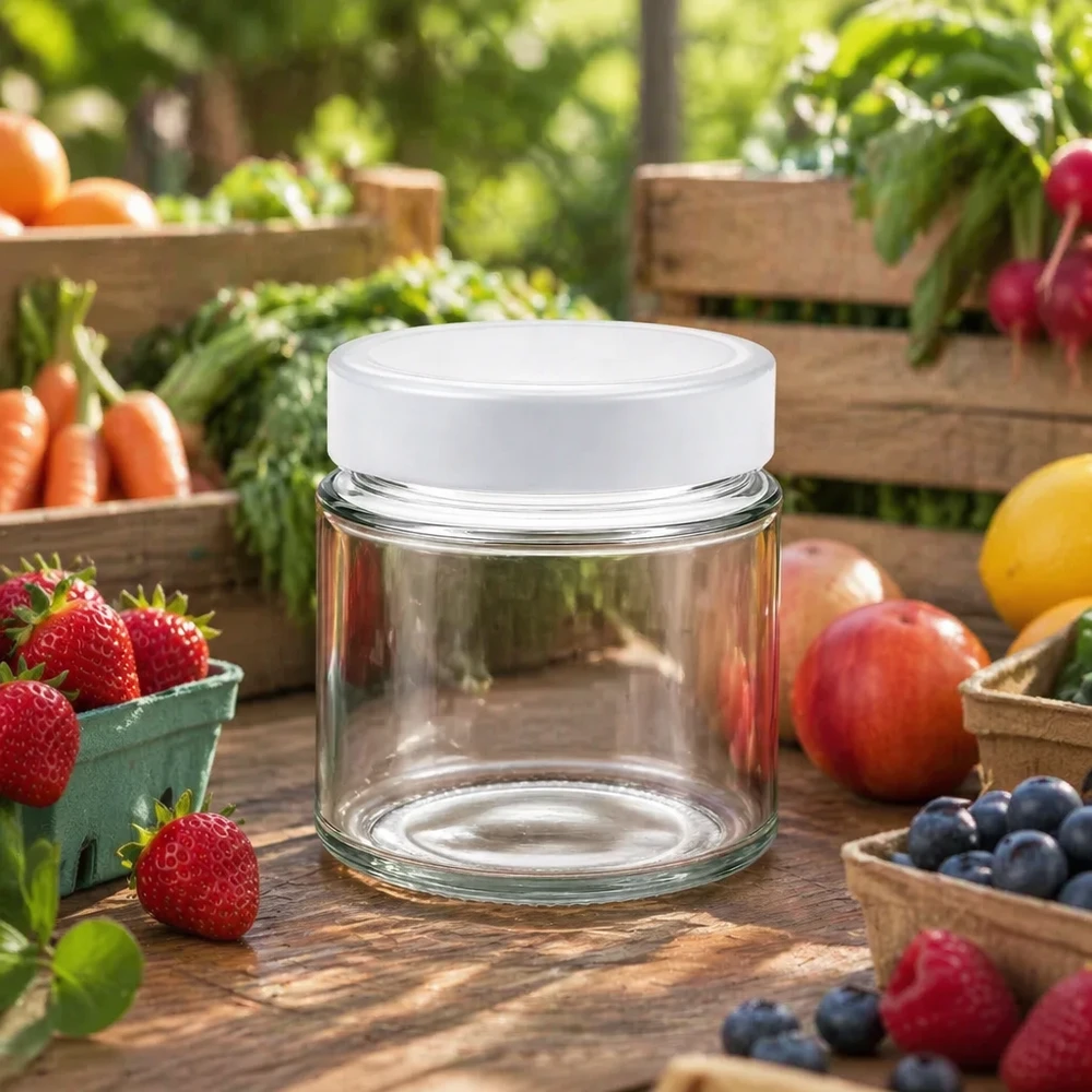 135ml Verre rond avec couvercle BasicSeal blanc UNiTWIST 135ml bocal rond BasicSeal couvercle blanc Outdoor jardin fruits frais légumes conservation naturelle bocal à provisions