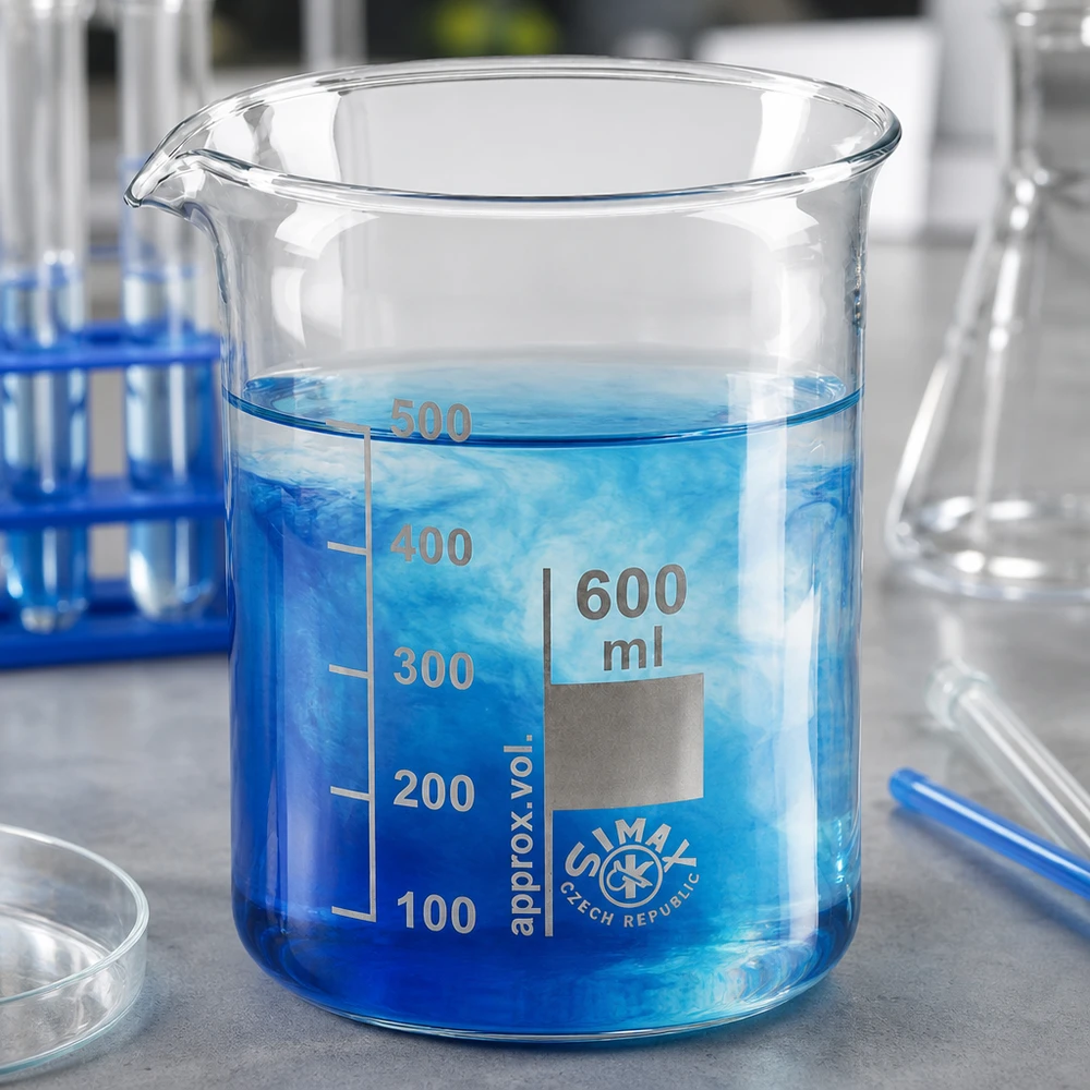 Bécher résistant à la chaleur 600ml forme basse en verre borosilicaté robuste pour les applications de laboratoire