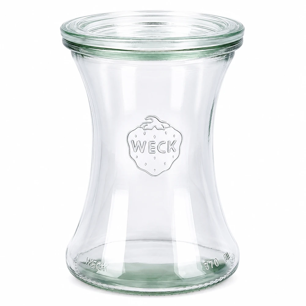 Bocal en verre de 370 ml avec couvercle en verre WECK RR80 WECK Pot de délicatesse 370ml avec couvercle en verre RR80 Pot de conserve vide transparent avec logo WECK