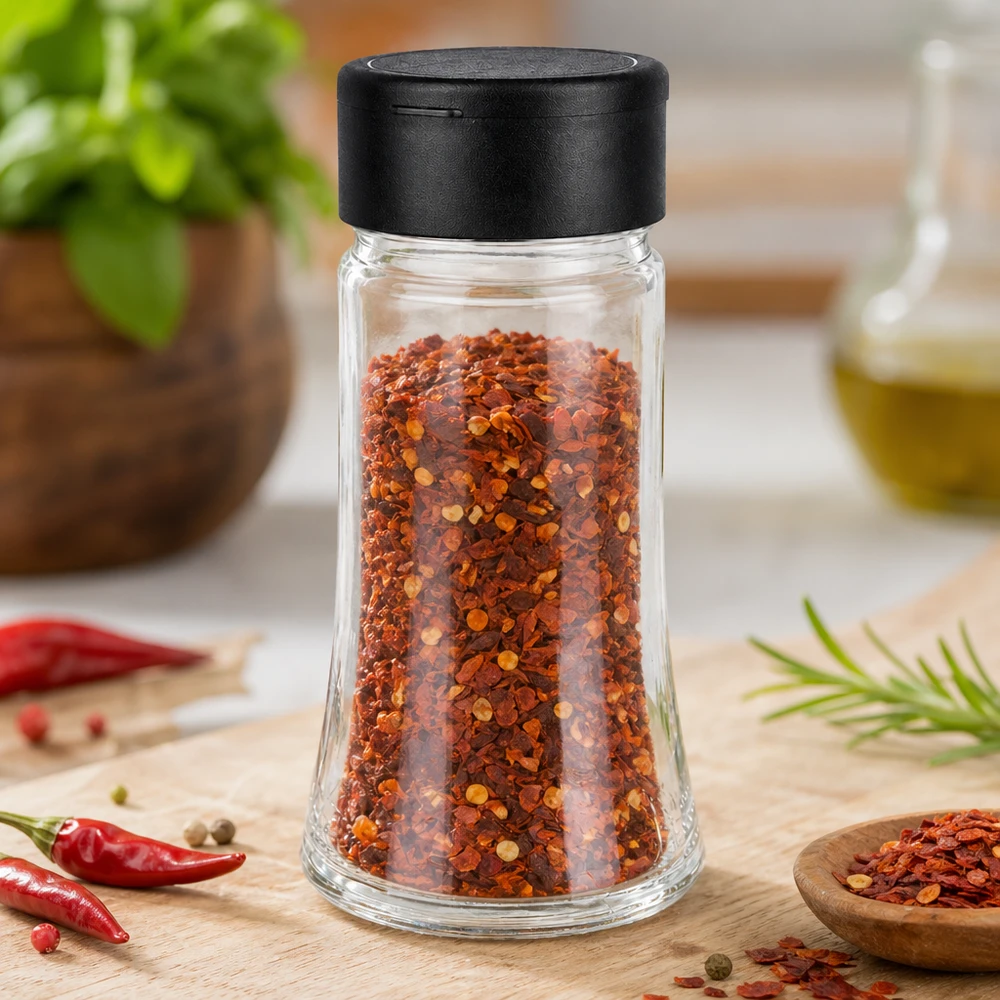 Pot à sel/épices 95 ml avec saupoudreuse, noir