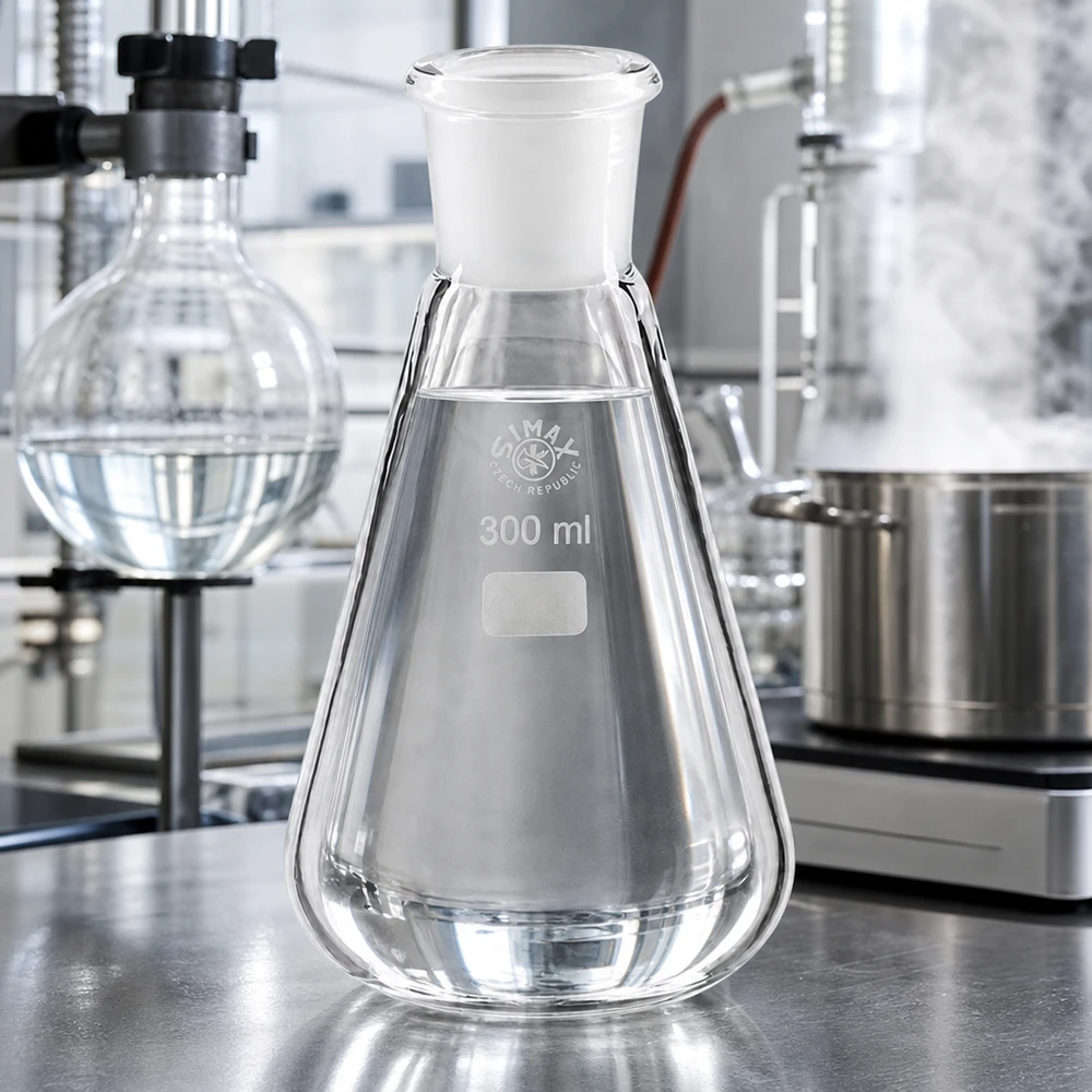 Fioles erlenmeyer de 300ml avec champ d'étiquette dépoli et rodage normalisé 29/32 pour l'identification des échantillons