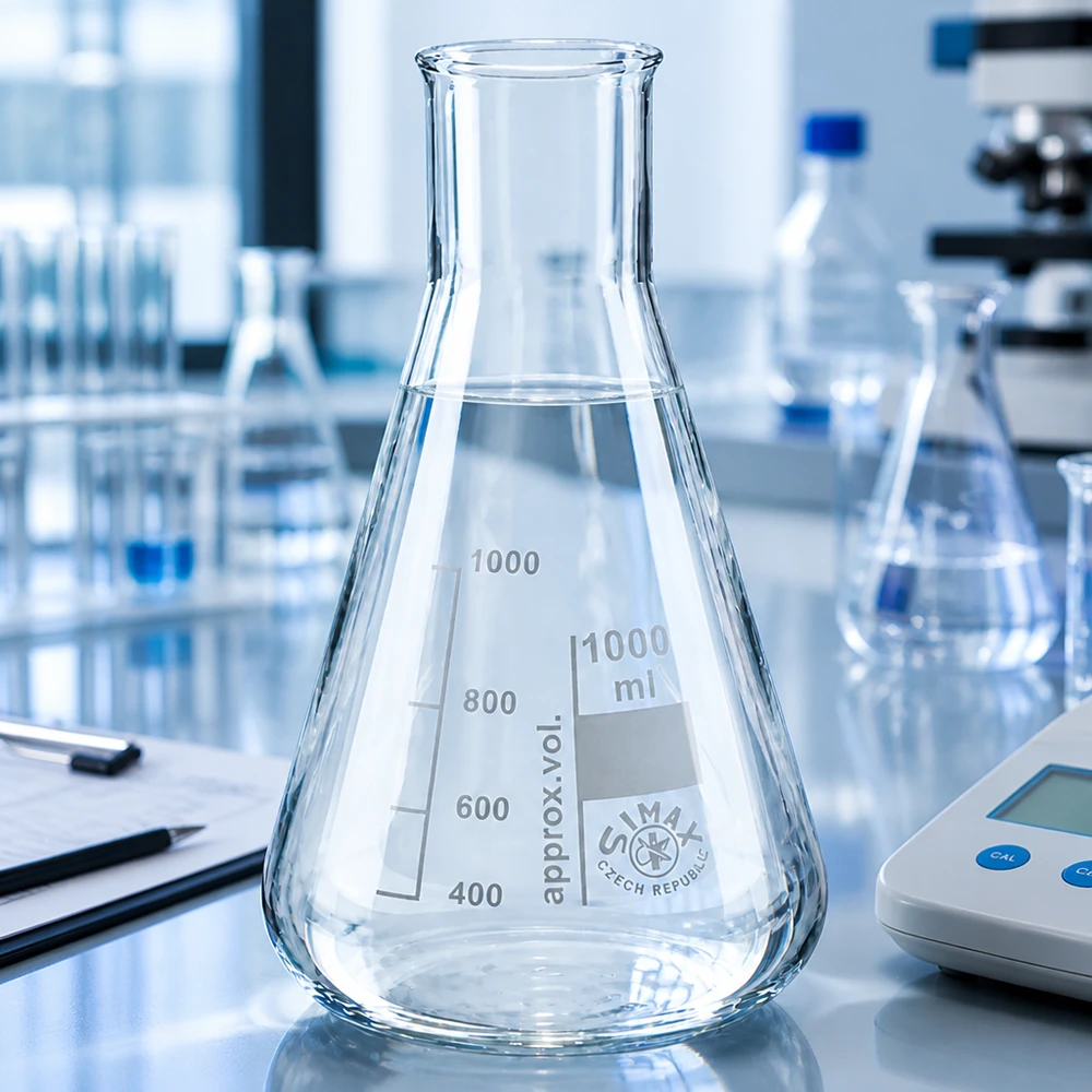 Erlenmeyer 300ml col large, verre borosilicate