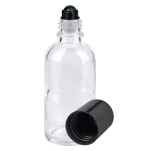 Flacon de déodorant en verre clair 50 ml, déo à bille vide