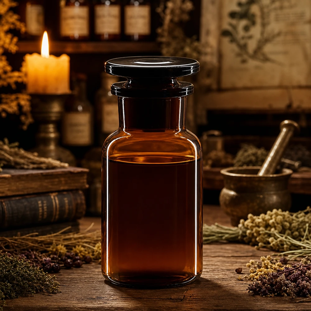 Bouteille en verre à col large, 100 ml, brune, avec bouchon, pour extraits d'herbes et teintures