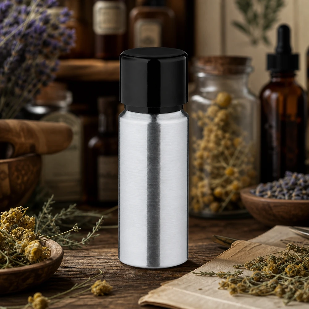 Bouteille en aluminium légère de 20 ml au look élégant, parfaite pour les produits cosmétiques faits main