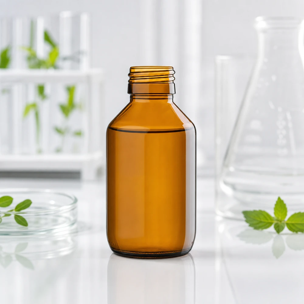 Bouteille en verre brun de 100 ml de haute qualité pour les pharmacies avec filetage PP28 pour un stockage sûr