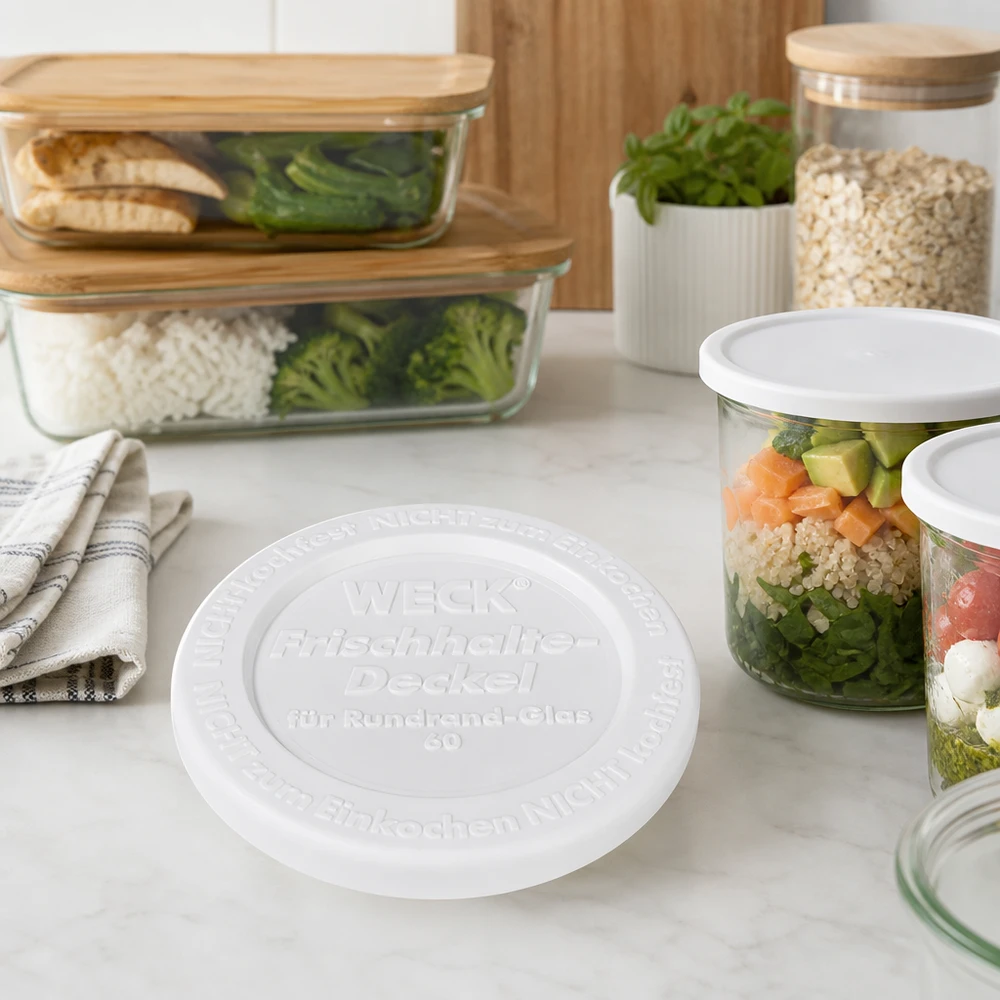 WECK Couvercle fraîcheur RR60 Meal Prep Salade en bocal Préparer des repas sains Bocal à couches Légumes