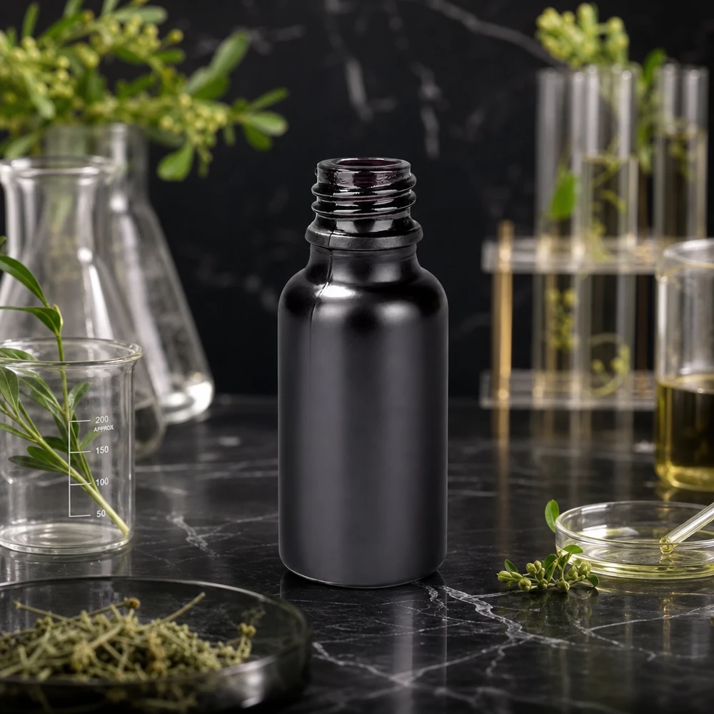 Bouteille BlackLine polyvalente de 20 ml pour les huiles essentielles, les teintures et les préparations homéopathiques