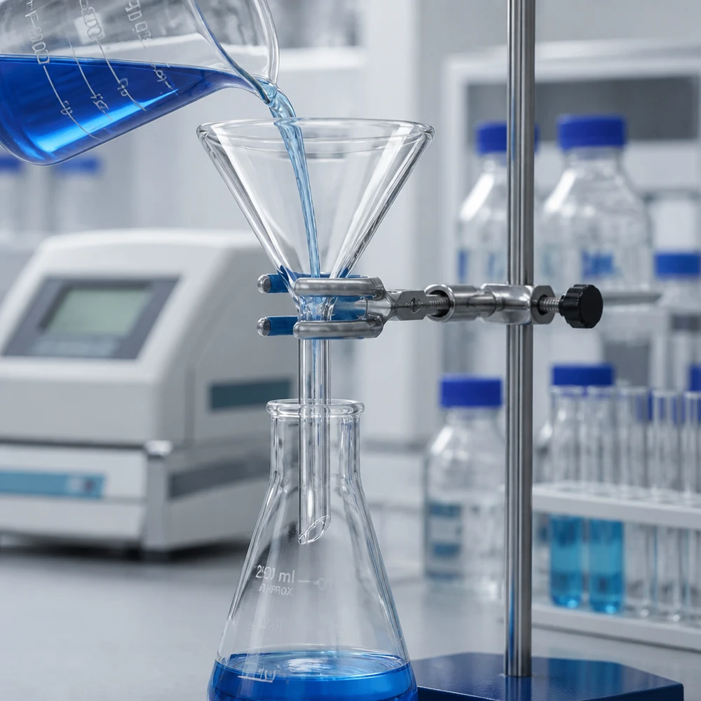 Entonnoir en verre transparent avec un angle de 60 degrés pour un débit optimal dans un environnement de laboratoire