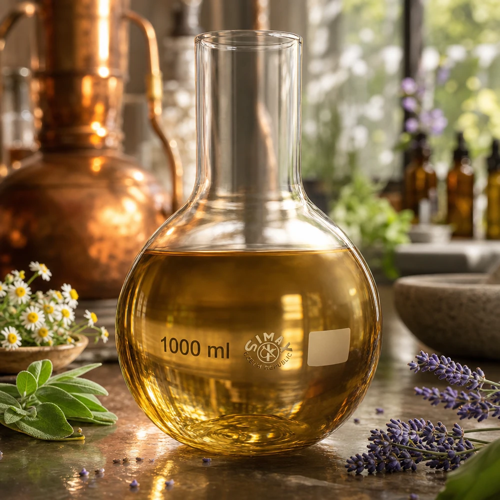 Fiole en verre de laboratoire 1000ml à col large avec repères gradués pour une détermination précise du volume