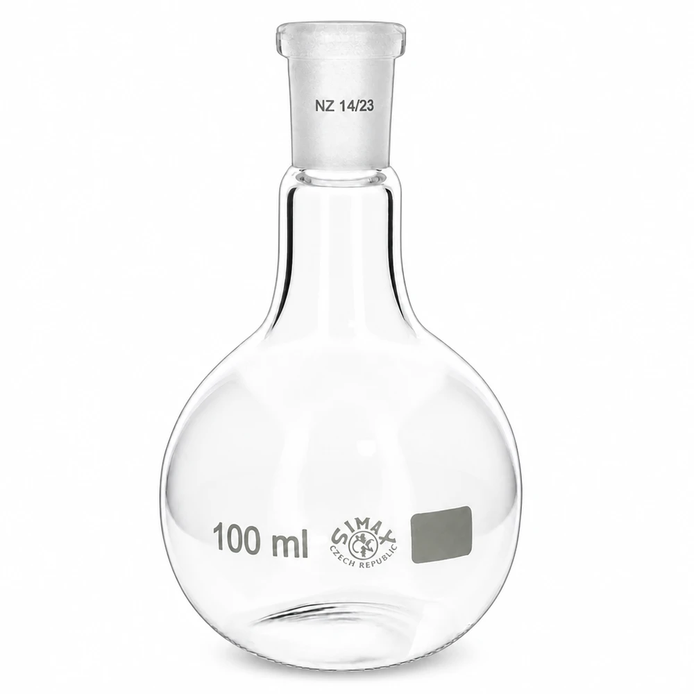 Ballon de distillation 100ml en verre résistant à la chaleur pour les applications sous vide en laboratoire