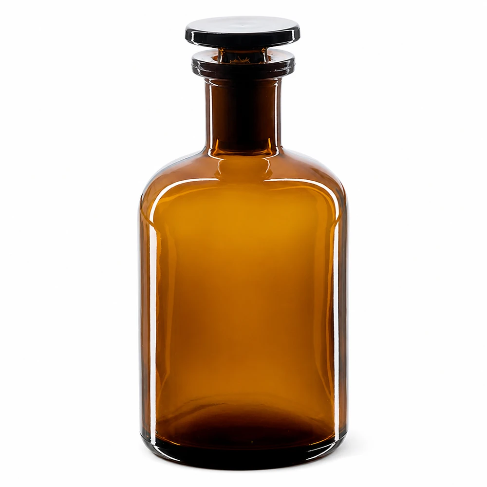 Flacon brun à épaulement arrondi de 100 ml avec bouchon en verre, à col étroit, en verre de laboratoire de haute qualité