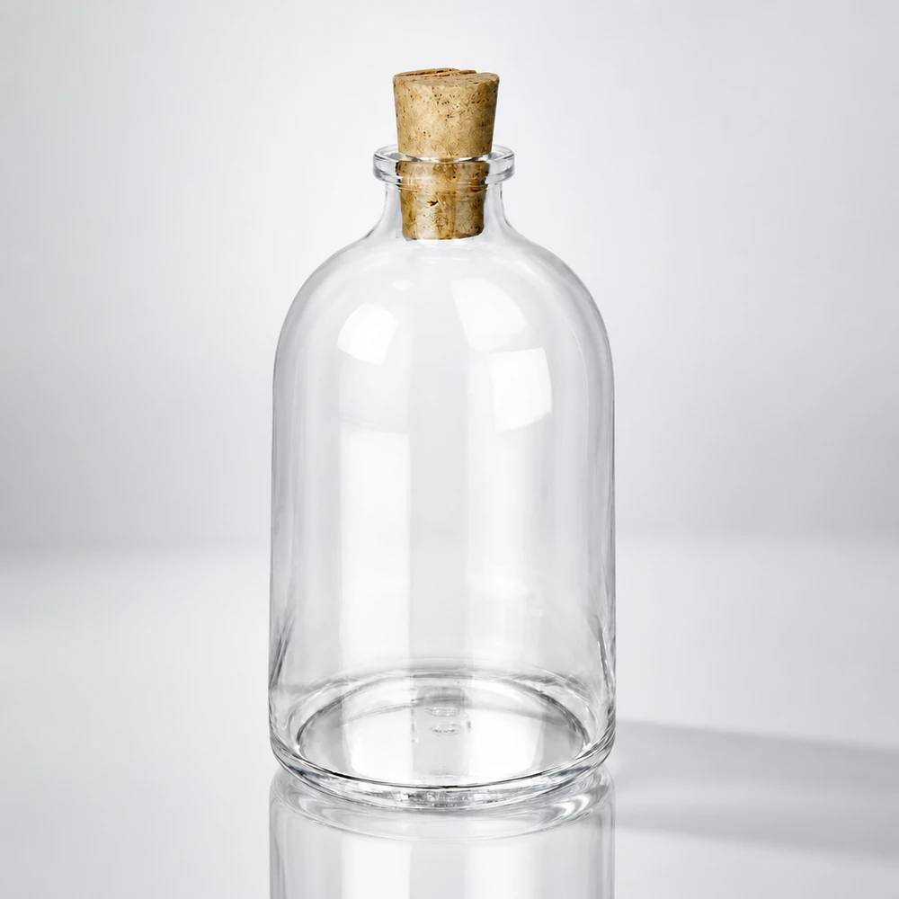 Flacon en verre clair 100 ml avec bouchon de liège 11/14 mm Vintage Glasflasche 100ml mit Korkstopfen 11/14mm für Deko und Aufbewahrung