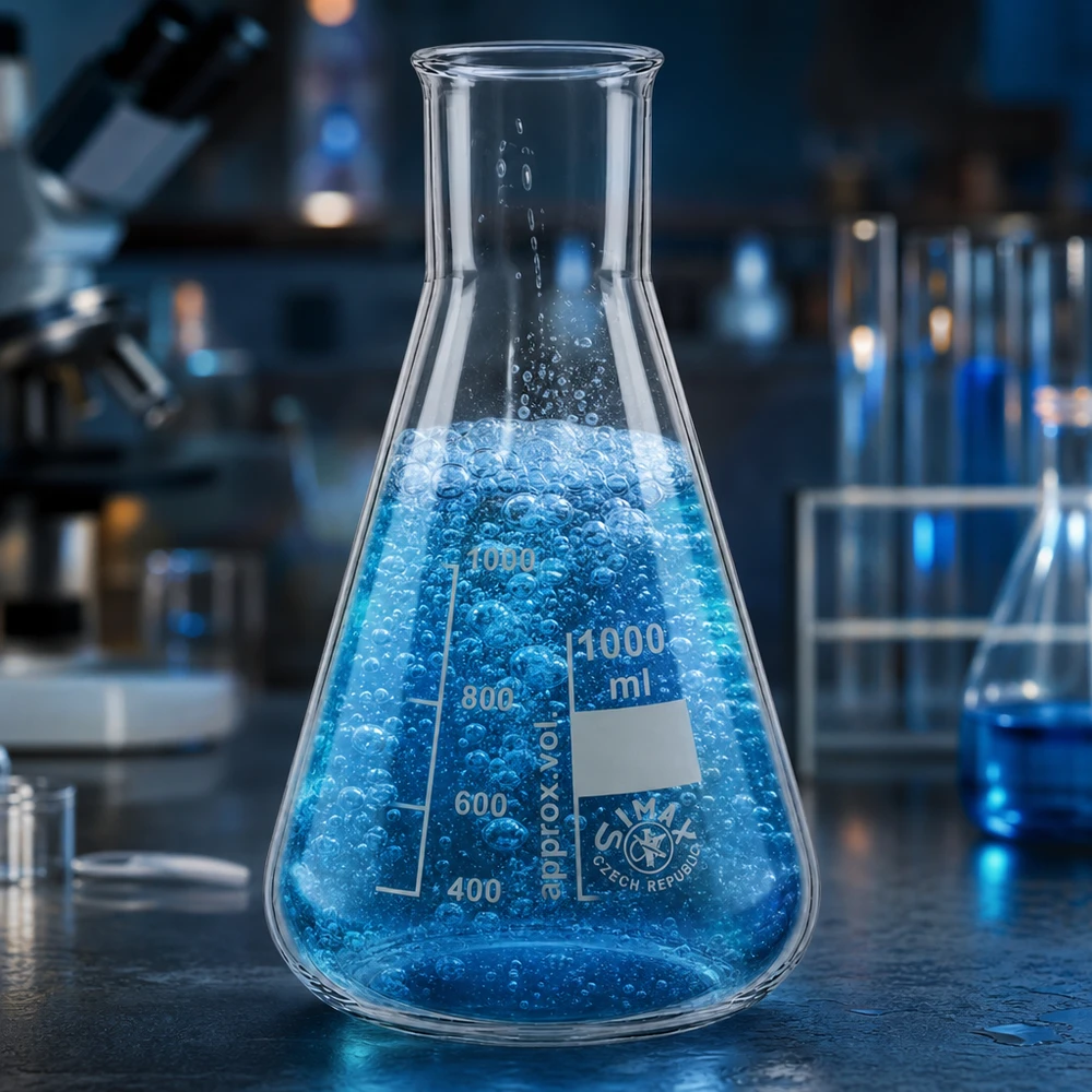Erlenmeyer 1000ml col large, verre borosilicate