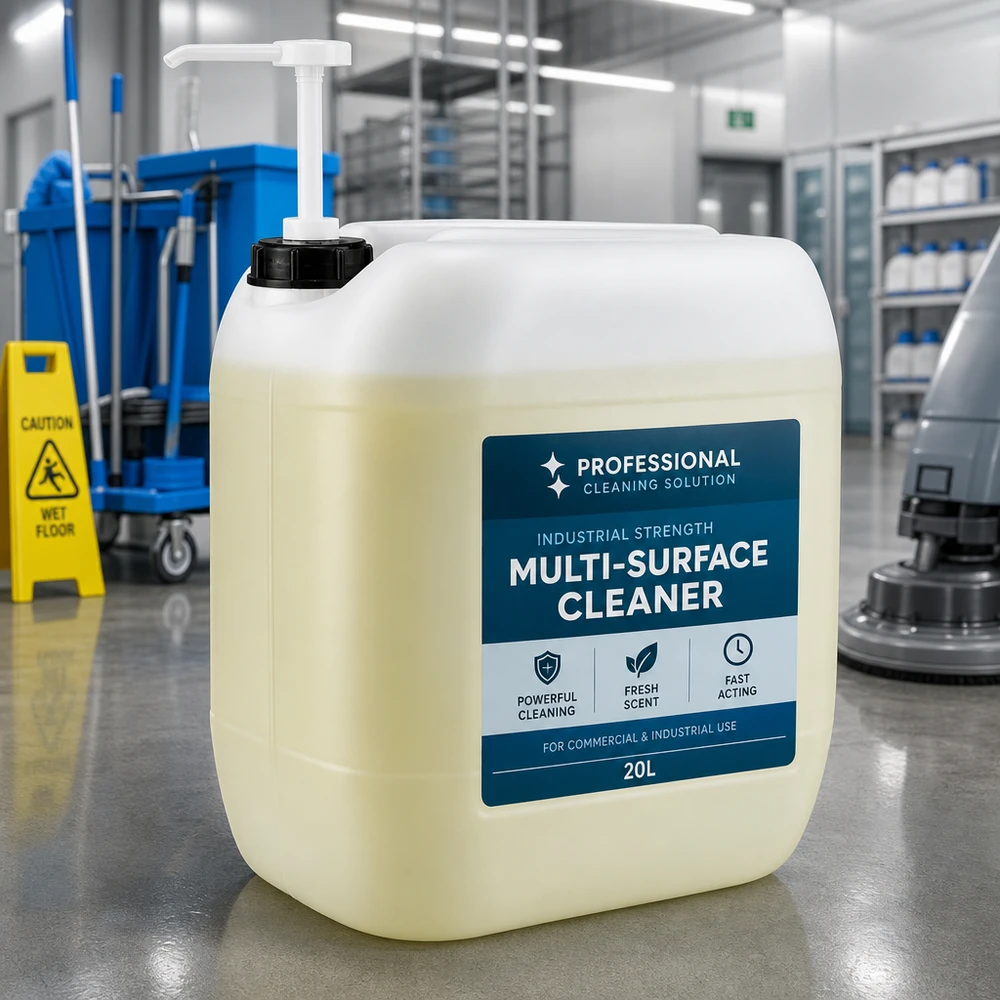 Jerrican de 30 litres avec pompe doseuse Bidon de 30 litres de couleur crème avec pompe doseuse pour produits de nettoyage professionnels