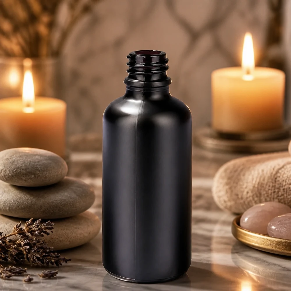 Bouteille de pharmacie robuste de 50 ml BlackLine UT18/50 UNiTWIST avec surface résistante aux rayures et bouchon étanche