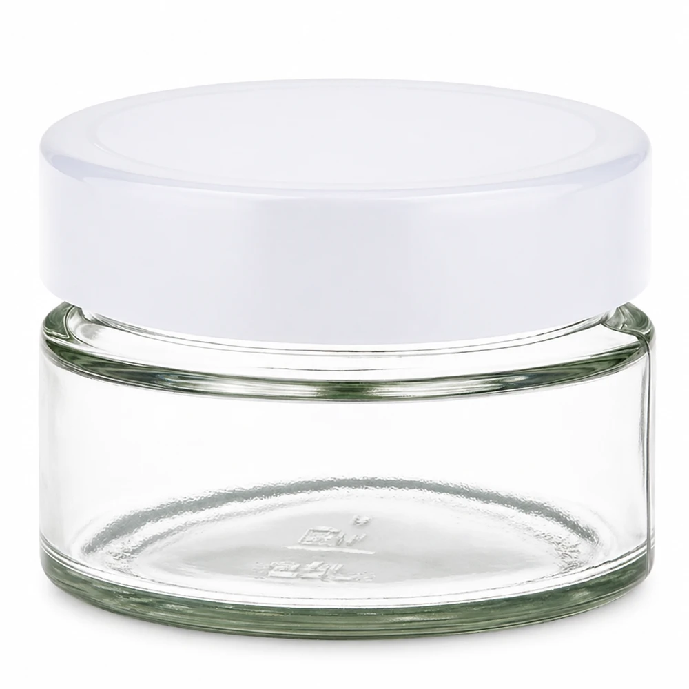 Bocal rond de 130ml avec couvercle blanc BasicSeal UNiTWIST - bocal en verre vide avec bouchon à vis pour la conservation