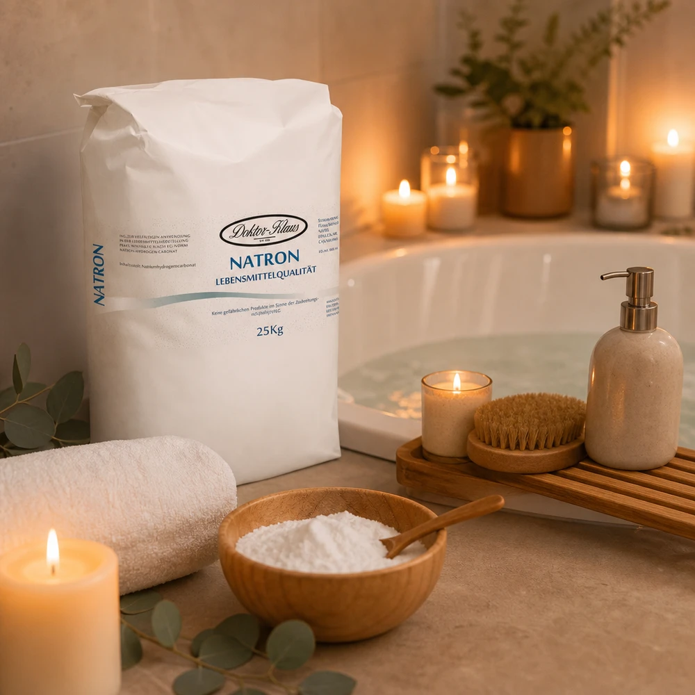 Bicarbonate de soude en poudre 25kg dans un sac en papier pratique pour le bien-être et les bains relaxants