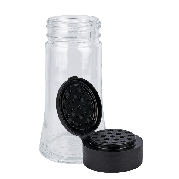 Pot à sel/épices 95 ml avec saupoudreuse, noir