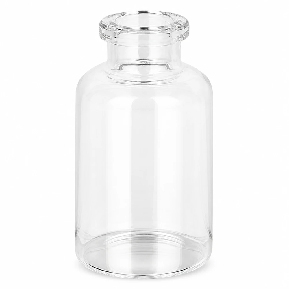 Flacon pour solution injectable, 20 ml en verre clair Pharmazeutische Klarglasflasche 20ml für Injektionspräparate mit typischer Vialdosierform