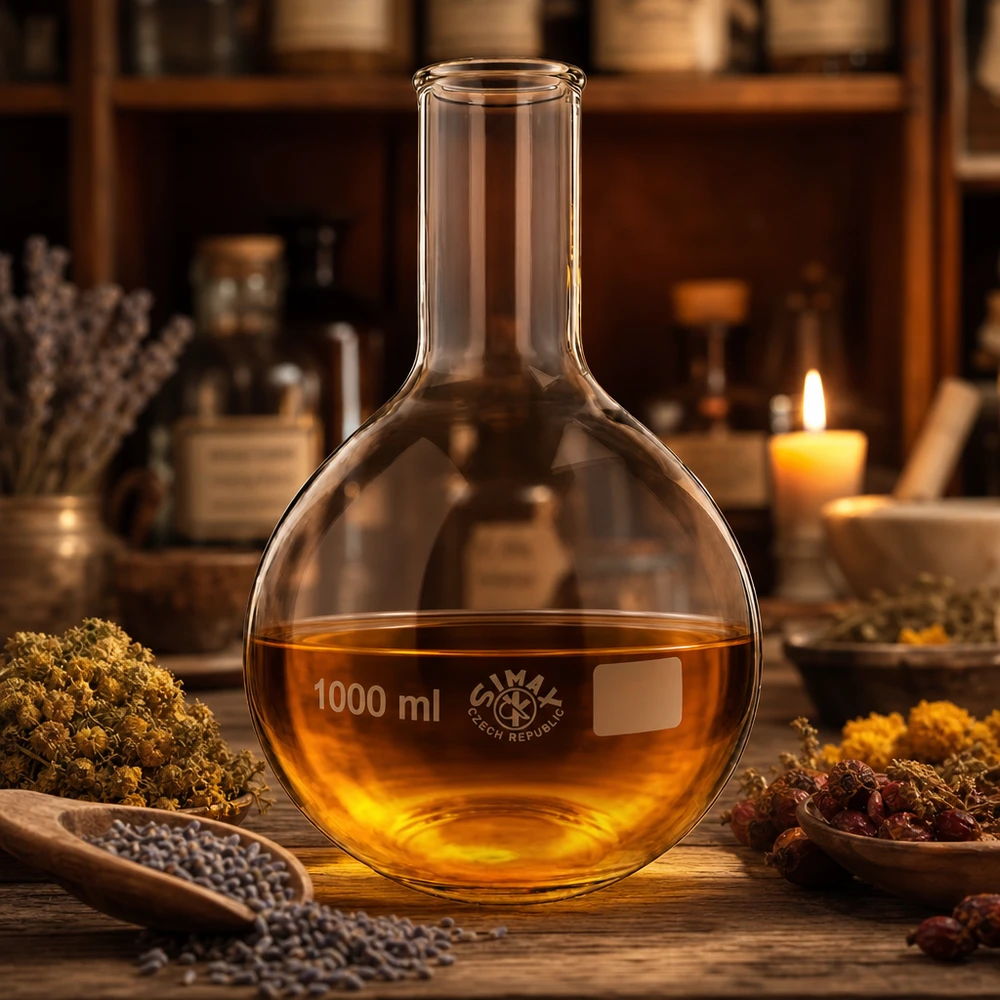 Ballon à fond plat 1000 ml à col étroit, en verre borosilicate avec bord renforcé Ballon de laboratoire de précision 1000ml avec col étroit pour l'ajout contrôlé de réactifs