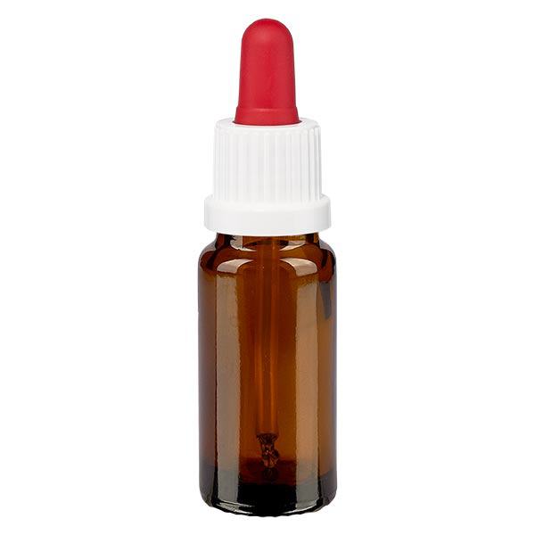 Flacon brun 10 ml + pipette rouge et blanche à système d'inviolabilité Flacon brun 10 ml + pipette rouge et blanche à système d'inviolabilité
