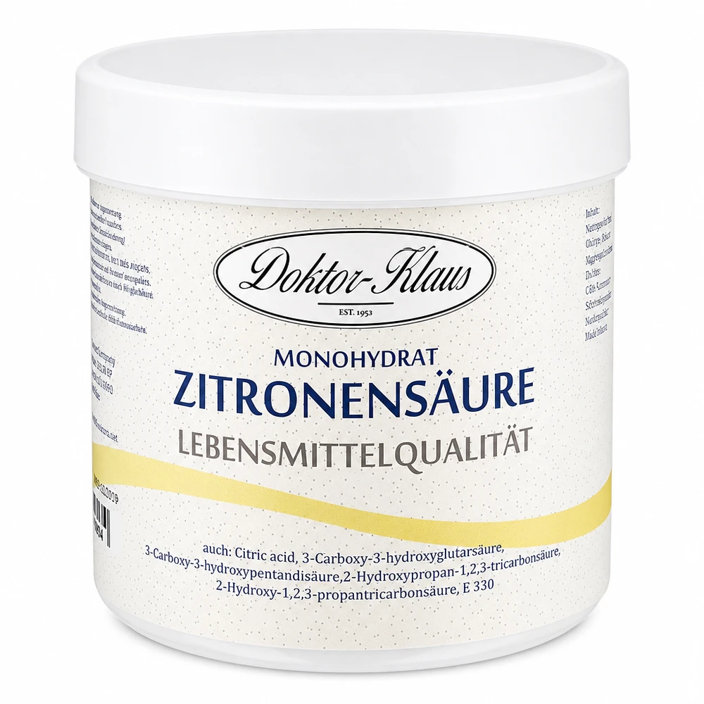 250g d'acide citrique Doktor-Klaus en boîte blanche pour la cuisine et le ménage