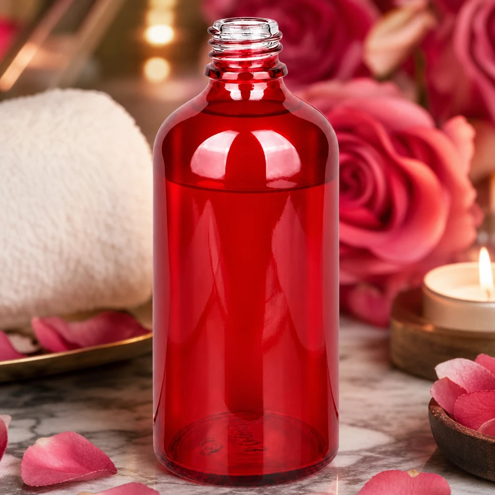 Flacon à pharmacie 100ml RedLine UT18/100 UNiTWIST RedLine Flacon de pharmacie 100ml avec verre rouge protégeant de la lumière et pas de vis refermable